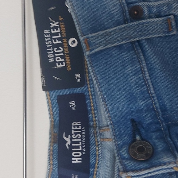 NWT Hollister Epic Flex Skinny Denim Short 9" Med/Light Wash Size 36 Wai… - Picture 6 of 10